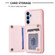 Samsung Galaxy A14 4G / 5G BF25 Square Plaid Card Bag Holder Phone Case - Pink
