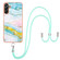 Samsung Galaxy A14 5G Electroplating Marble Dual-side IMD TPU Phone Case with Lanyard - Green 004