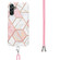 Samsung Galaxy A14 5G Electroplating IMD Splicing Dual-side Marble TPU Phone Case with Lanyard - Pink White