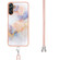 Samsung Galaxy A14 5G Electroplating IMD TPU Phone Case with Lanyard - White Marble