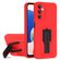 Samsung Galaxy A14 5G Strap Holder Shockproof Protective Phone Case with Lens Film - Red + Black