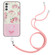 Samsung Galaxy A14 5G / 4G Bronzing Butterfly Flower TPU Phone Case with Lanyard - Peony Samsung Galaxy A14 5G / 4G Bronzing Butterfly Flower TPU Phone Case with Lanyard - Peony