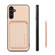 Samsung Galaxy A14 5G Carbon Fiber Leather Card Magsafe Magnetic Phone Case - Khaki