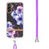 Samsung Galaxy A14 5G Flowers and Plants Series IMD TPU Phone Case with Lanyard - Purple Begonia