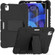 3-Layer PC + Silicone Shockproof Tablet Case with Holder iPad Air 2020 / 2022 10.9 / Pro 11 2022 / 2021 / 2020 / 2018 - Black+Black