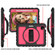 iPad Air 2022 / 2020 10.9 360 Degree Rotation PC + Silicone Shockproof Combination Case with Holder & Hand Grip Strap & Neck Strap & Pen Slot Holder - Black+Hot Pink