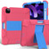 iPad Air 2022 / 2020 10.9 Shockproof Two-Color Silicone Protective Case with Holder - Rose Red + Blue