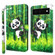Google Pixel 7 Pro 5G 3D Painting Pattern TPU + PU Leather Phone Case - Panda Climbing Bamboo