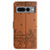 Google Pixel 7 Pro 5G Cat Embossing Pattern Leather Phone Case with Lanyard - Brown