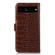 Google Pixel 7 Pro 5G Crocodile Top Layer Cowhide Leather Phone Case - Brown