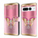 Google Pixel 7 Pro Crystal 3D Shockproof Protective Leather Phone Case - Pink Bottom Butterfly