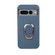Google Pixel 7 Pro Ring Holder Litchi Texture Genuine Leather Phone Case - Blue