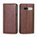 Google Pixel 7a Grid Texture Magnetic Flip Leather Phone Case - Brown