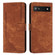 Google Pixel 7a Skin Feel Stripe Pattern Leather Phone Case with Lanyard - Brown