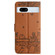 Google Pixel 7a Cat Embossing Pattern Leather Phone Case with Lanyard - Brown