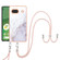 Google Pixel 7a Electroplating Marble Dual-side IMD Phone Case with Lanyard - White 006 Google Pixel 7a Electroplating Marble Dual-side IMD Phone Case with Lanyard - White 006