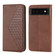 Google Pixel 6 Cubic Grid Calf Texture Magnetic Closure Leather Phone Case - Brown