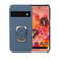 Google Pixel 6 Ring Holder Litchi Texture Genuine Leather Phone Case - Blue