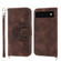 Google Pixel 6 Skin-feel Flowers Embossed Wallet Leather Phone Case - Brown