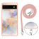 Google Pixel 6a Electroplating IMD TPU Phone Case with Lanyard - White Marble