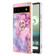 Google Pixel 6a Electroplating Marble Dual-side IMD Phone Case with Ring - Pink 013