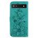 Google Pixel 6a Lily Embossed Leather Phone Case - Green