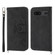 Google Pixel 6a Skin-feel Flowers Embossed Wallet Leather Phone Case - Black