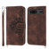 Google Pixel 6a Skin-feel Flowers Embossed Wallet Leather Phone Case - Brown
