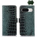 Google Pixel 8 Crocodile Top Layer Cowhide Leather Phone Case - Green