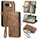 Google Pixel 8 Geometric Zipper Wallet Side Buckle Leather Phone Case - Brown