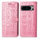 Google Pixel 8 Pro Cute Cat and Dog Embossed Leather Phone Case - Pink
