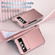 Google Pixel Fold Integrated Electroplating Pen Slot Folding Phone Case with Stylus - Pink