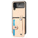 Samsung Galaxy Z Flip 5G Wristband Kickstand Card Wallet Back Cover Phone Case - Khaki