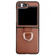 Samsung Galaxy Z Flip5 Solid Color Litchi Leather Texture Protective Phone Case with Ring - Brown