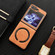 Samsung Galaxy Z Flip5 Crazy Horse Texture Magnetic Magsafe PU Phone Case - Orange