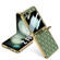 Samsung Galaxy Z Flip5 GKK Integrated Plating Diamond Texture PU Phone Case with Ring - Matcha Green