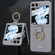 Samsung Galaxy Z Flip5 GKK Ultra-thin PC Full Coverage Phone Case with Ring Holder / Tempered Film - Grey