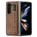 Samsung Galaxy Z Fold5 JUNSUNMAY Retro Pattern Leather Skin PC Folding Phone Case with Pen Slot - Brown