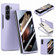 Samsung Galaxy Z Fold5 JUNSUNMAY 9H Tempered Glass Protector Folding PC Phone Case - Purple