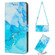 Moto G 5G 2023 Crossbody Painted Marble Pattern Leather Phone Case - Blue Green