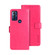 Moto G Play 2023 idewei Crazy Horse Texture Leather Phone Case with Holder - Rose Red