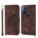 Moto G Play 2023 Skin-feel Flowers Embossed Wallet Leather Phone Case - Brown