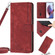 Moto G Power 2022/G Play 2023 Skin Feel Stripe Pattern Leather Phone Case with Lanyard - Red