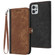 Moto G Power 2023 Side Buckle Double Fold Hand Strap Leather Phone Case - Brown