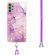 Samsung Galaxy A23 5G / 4G Electroplating Marble Pattern TPU Phone Case with Lanyard - Purple 001