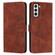 Samsung Galaxy S22 Skin Feel Heart Pattern Leather Phone Case - Brown Samsung Galaxy S22 Skin Feel Heart Pattern Leather Phone Case - Brown