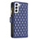 Samsung Galaxy S22 5G Diamond Lattice Zipper Wallet Leather Flip Phone Case - Blue