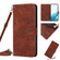 Samsung Galaxy S22 Skin Feel Heart Pattern Leather Phone Case With Lanyard - Brown