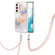 Samsung Galaxy S22 5G Electroplating IMD TPU Phone Case with Lanyard - White Marble