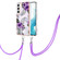 Samsung Galaxy S22 5G Electroplating IMD TPU Phone Case with Lanyard - Purple Flower